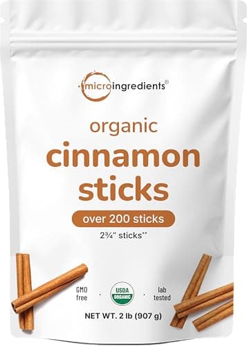 Micro Ingredients Organic Cinnamon Sticks Whole, 2lb (200+ Sticks) | Bold Aroma & Flavor | Great for Tea, Desserts & Cooking | Non-GMO, Vegan Friendly, Bulk Supply
