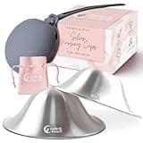 Cradle & Grace Pure 999 Silver Nursing Cups with Gray Carrying Case, Silver Nipple Shields for Breastfeeding Newborn, Silver Nipple Covers Breastfeeding Kit, Regular