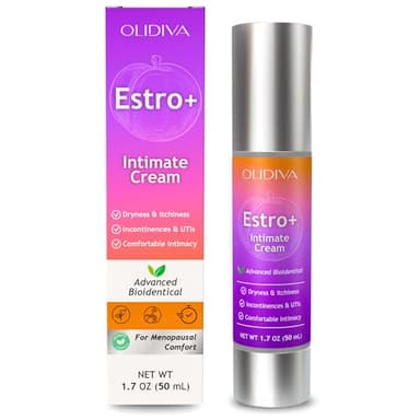 Olidiva Bioidentical Estriol Cream for Women - Intimate Moisturizing Cream for Women - Menopause Relief for Vaginal Dryness & Vulva Itch – 50g / 1.76 oz (3 Month Supply)