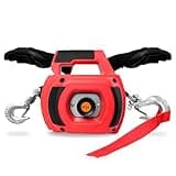 FITHOIST Portable Drill Powered Winch 750 Lbs, Red Handheld Winch with 5/32" Wire Rope 40 FT 360 Degrees Rotate Hook for Lifting Dragging Handling Trailer (750 LBS)