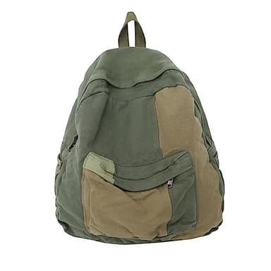 MININAI Vintage Canvas Backpack for Women Men Grunge Hippie Boho Patchwork Backpack College Book Bag Travel Casual Daypack (One Size,Green)