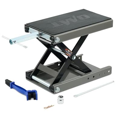 Orion Motor Tech Motorcycle Lift, 1100lb Motorcycle Scissor Lift Jack with Wide Deck T Handle 3/8" Socket, Motorbike Center Stand with Chain Brush, Crank Hoist Stand for ATV Dirt Bike Cruiser, Gray