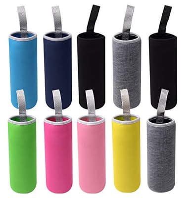 HRLORKC 10 Pack Neoprene Water Bottle Sleeve - 12 oz to 18 oz Insulated Glass Bottle Cozy (Multi-Color)