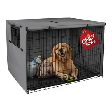 Explore Land Dog Crate Cover Heavy Duty Polyester Pet Kennel Sunshade Universal Fit for 48 inches Wire Cage (Grey)