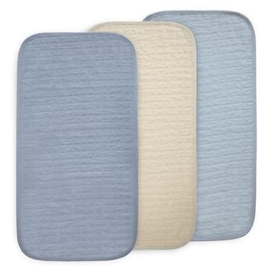 mushie Water Repellent Changing Pad Liners | Made with Organic Cotton | Set of 3 (Blue Combo)