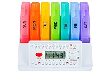 e-Pill 4 Times a Day x 7 Day Weekly Pill Organizer, Vitamin and Medicine Pill Box Reminder - with Timer