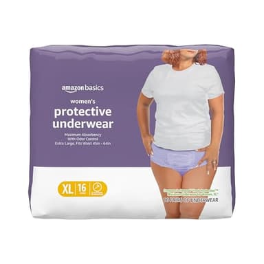 Amazon Basics Postpartum Incontinence Underwear for Women, Maximum Absorbency, Fresh Protection, Leak Protection, Odor Guard, Soft Comfortable Fit, Disposable, X-Large, Lavender, 16 Count