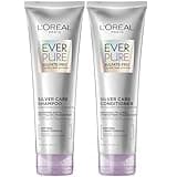 L'Oreal Paris EverPure Silver Care Sulfate Free Shampoo and Conditioner Set, Nourishing Vegan Formula with Peptides for Brightening Gray Hair, 1 Kit