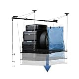 FLEXIMOUNTS Garage Ceiling Lifting Storage Rack, 4x4 Ft Heavy-Duty Metal Frame, Overhead Storage System With 300lbs Load Capacity, Matt Black