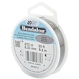 Beadalon 49 Strand Stainless Steel Bead Stringing Wire, .013 in / 0.33 mm, Bright, 30 ft / 9.2 m