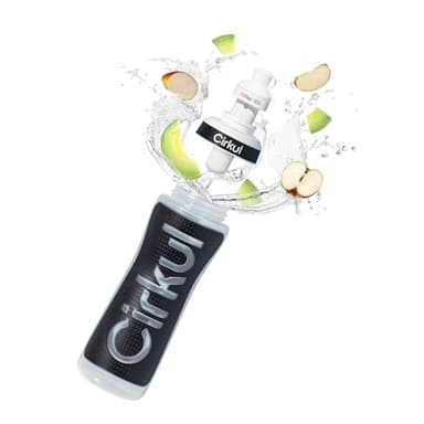 Cirkul 22oz. Black Plastic Grip Squeeze Water Bottle & Sport Lid, BPA-Free, Non-Slip Design for Gym, Biking & Sports with Flavor Cartridge Included (FitSip Mixed Berry)