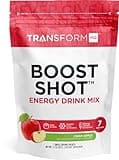 TransformHQ Boost Shot Powder Drink Stick Packets, Crisp Apple, 7 Pack, Energy Supplements for Women & Men, with Caffeine, Vitamin B12, B9, B6 & B3