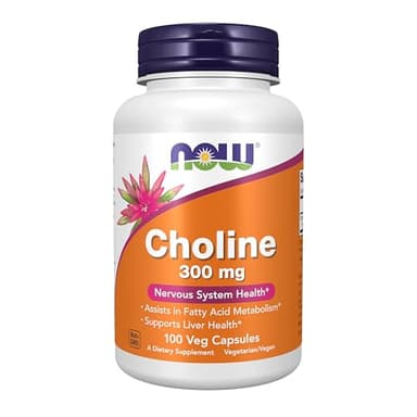 Now Supplements Choline 300 mg, 100 Veg Capsules - Supports Nervous System and Liver Health*, Vegan