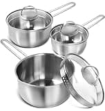 MICHELANGELO Stainless Steel Saucepan with Lid & Pour Spout 1QT & 2QT & 3QT, Tri-Ply Bottom Sauce Pan Set, Sauce Pot Set - 6 Pcs