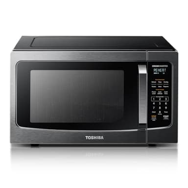 TOSHIBA ML-EM45PIT(BS) Countertop Microwave Oven with Inverter Technology, Kitchen Essentials, Smart Sensor, Auto Defrost, 1.6 Cu.ft, 13.6" Removable Turntable, 33lb.&1250W, Black Stainless Steel