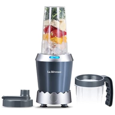 La Reveuse Personal Size Smoothie Blender Pro, 1000W High Speed with 24oz To-Go Cup, Ideal for Smoothies,Protein Shakes, Frozen Drinks, Food Prep, Gray