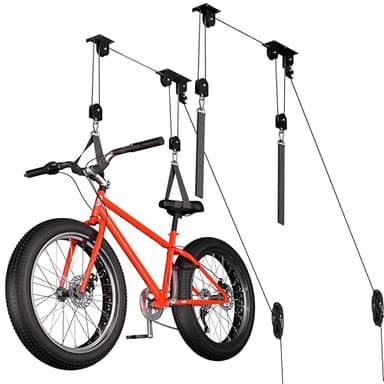 TRUSOON 2 Pack Bike Hoist, Heavy Duty Ebike Lift Pulley System for Garage Ceiling Overhead Storage for Bicycle, Ladders, Snowboard, Holds Up to 85 lbs Capacity, Fit 10-16 Foot High Ceilings