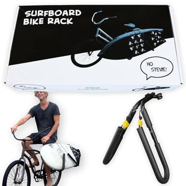 Ho Stevie! Surfboard Bike Rack - Fits Most Bikes, Easy Install, for Surf Boards 8 Feet Or Shorter - Cruise to Your Surf Spot