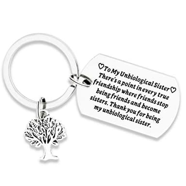 AHAETH Unbiological Sister Keychain Thank You for Being My Unbiological Sister Jewelry Women Friend Like A Siseter Gift
