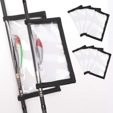PFILERSO Fishing Lure Wraps 10 Packs Durable Clear PVC Lure Covers Keeps Fishing Safe Easily See Lures Fishing Hook Covers Bait Storage 5 Large 4.3" W x 7.9" L + 5 Medium 3.9" W x 7.1" L (10pcs 5L+5M)