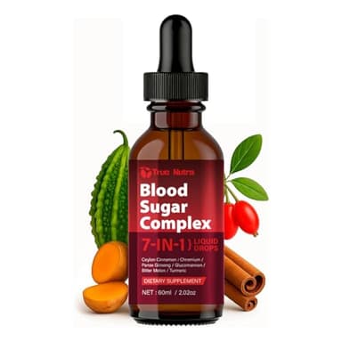 true nutra Blood Sugar Complex, 7-in-1 Formula Blood Sugar Support Supplement with Berberine, Ceylon Cinnamon, Chromium, Bitter Melon, Turmeric, Ginseng, Glucomannan (1PCS)