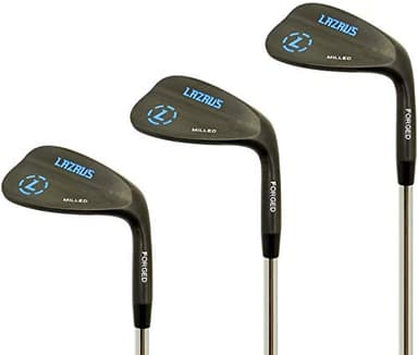 Lazrus Golf | Premium Quality Forged RH, 52, 56, 60 Degree Golf Wedge Set for Exceptional Performance with Micro Milled Face for Enhanced Spin | Mens Clubs (Black Right Handed, RH, Black 50,54,58 Set)