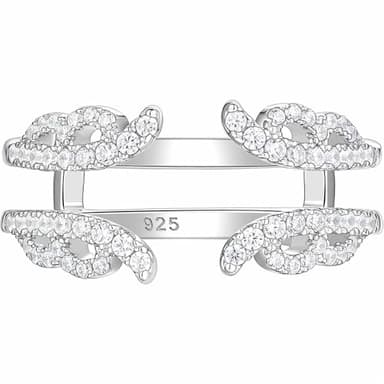 Blongme Ring Enhancer for Engagement Rings Vintage Guard Wrap Wedding Band for Women 925 Sterling Silver Cubic Zirconia Cz Size 7