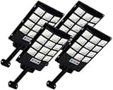 Aqraou Solar Lights Outdoor for Outside, IP66 Waterproof Solar Street Lights Outdoor with Motion Sensor & Dusk to Dawn, 6500K Security Flood Light for Yard Garden with Remote Control - 4PACK
