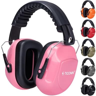 TICONN Noise Cancelling Headphones for Adults, SNR 33dB Ear Muffs for Noise Reduction, Adjustable Ear Muffs for Shooting Range, Construction, Studying, Concerts, and Fireworks (Soft Pink)