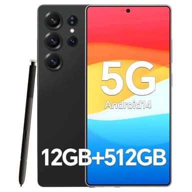 SEMIYUUKEE J25 Bulid-in Pen Unlocked Phones,12GB+512GB Unlocked Android Phones with Snapdragon888, 5000mAh,5G Android 14 Smartphone, 48+108MP Camera, 6.9“ HD Screen, Dual SIM+Memory Expansion,Black