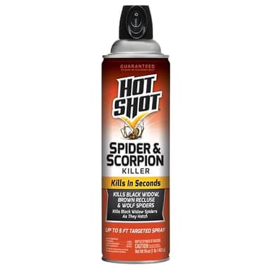 Hot Shot Spider & Scorpion Killer (Aerosol), Kills Large Spiders and Scorpions in Seconds, Including Black Widow, Brown Recluse and Wolf Spiders, 16 Ounces