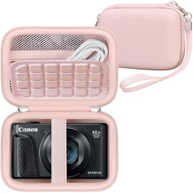 RAIALL Carrying Case for Canon PowerShot SX740/ SX730/ SX720/ SX710/ SX610/ SX260/ ELPH 360 HS Digital Camera, Vlogging Camera Travel Hard Bag, Mesh Pocket for Battery, SD Cards and USB Cable, Pink