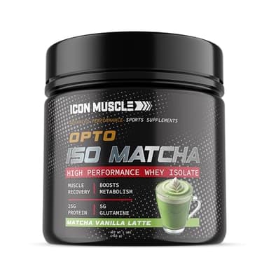 Icon Muscle Opto Iso Matcha Vanilla Latte | Matcha Green Tea | Whey Isolate Powder | Protein Powder | Amino Acids | Matcha Supplement | Antioxidants | 25g Protein | 1 lb