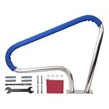 MERXENG 39"x32" Pool Handrail 304 Stainless Steel Swimming Pool Stair Rail for Inground Pool with Blue Grip Cover