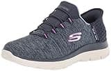 Skechers Women's Hands Free Slip Ins Summits Dazzling Haze Sneaker, Navy Purple, 8.5