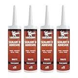 Liquid Rubber Caulk - Hybrid Adhesive and Protective Sealant, White, 4 Pack