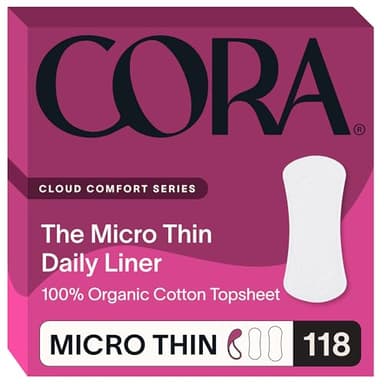 Cora 100% Organic Cotton Topsheet Period Liners (118 Micro Thin Liners)
