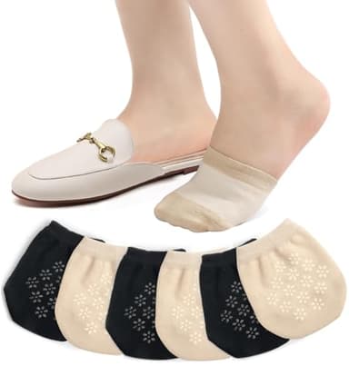 floconssy Women's Toe Socks for Mules, Half Socks for Women Toe Toppers Liner No Show Toe Covers 6 Pairs