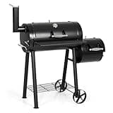 MFSTUDIO Heavy Duty Charcoal Wood Offset Outdoor Smoker Grill, Charcoal Grill with Smoker Combo for BBQ Grilling, 512 SQ.IN.
