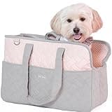 Dog Carrier Purse 3-in-1 Grey & Pink Pet Travel Bag for Small Dogs & Cats - Handheld, Crossbody & Shoulder Carry with 3 Bonus Pockets and One Sided Storage Pocket Soft, Comfortable, Perfect for Travel