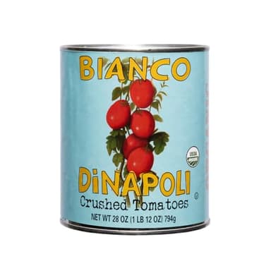 Bianco DiNapoli Organic Crushed Tomato Puree, 28 oz - Canned Vined Ripened Plum Tomatoes, Hand Selected & Grown in California for Pizza, Pasta, Casserole"