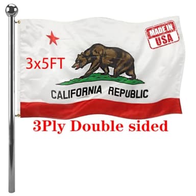 Jayus Double Sided California Republic Sates Flags 3x5 FT Outdoor - Vivid Colors 3Ply Cali CA Bear Flags Banners- Heavy Duty 100% Polyester with 2 Brass Grommets