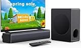 GEOYEAO Sound bar with subwoofer, 200W 2.1 ch soundbar w/Dolby Atmos Surround Sound System, 3D Bass Adjustable Home Theater Bluetooth TV Speaker for Smart TV/Projector/PC