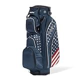 Bag Boy Revolver XP Golf Cart Bag, 14 Way 360⁰ Rotating Top with Full Length Individual Dividers, External Putter Tube, 9 Pockets, Navy/USA
