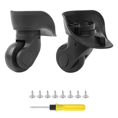BQLZR Black Luggage Wheels Replacement Plastic Left & Right Swivel Luggage Suitcase Caster Wheels with 4 Holes,Hole Pitch (1.3"/1.54"/1.77"/1.18") 360 Degree Rotation