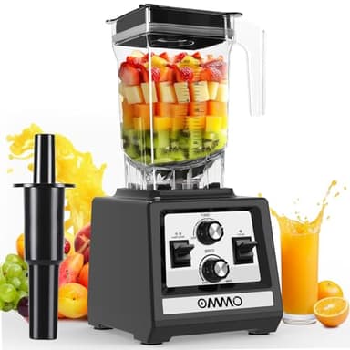 OMMO Blender for Smoothies: 1800W Peak Blenders for Kitchen, 68oz BPA-Free Pitcher, Timer & Speed Control, 6 Stainless Steel Blades, Dishwasher Safe Blender for Ice Crush/Smoothies/Frozen Drinks/Black