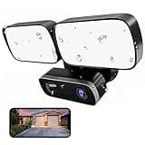 LIZVIE Floodlight Camera Outdoor, 1080P HD WiFi Security Indoor Cameras with Night Vision AI Motion Detection Alarm 2400LM IP65 Courtyard Waterproof Spotlight Backyard Dooryard Flood Light Cam