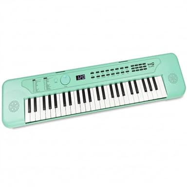 RockJam 49 Key Keyboard Piano, Portable Electronic Music Keyboard with Speakers, USB-C Power or Battery Operation, Headphone Input, 200 Tones, 200 Rhythms, Note Stickers & Lessons