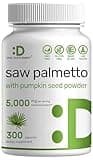 Saw Palmetto Supplement 5000 mg with Pumpkin Seed, 300 Capsules | Promotes Prostate Health | DHT Blocker | Hair Growth Vitamins, Maintain Normal Urinary Frequency