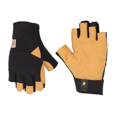 Carhartt Men's Padded Palm Fingerless Glove with Breathable Spandex and Synthetic Leather